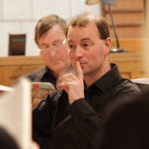 Andrew Daldorph with finger to lips